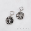 PAIR OF FLORAL FILIGREE CIRCLE DANGLE 316L SURGICAL STEEL HUGGIE/HOOP EARRINGS 